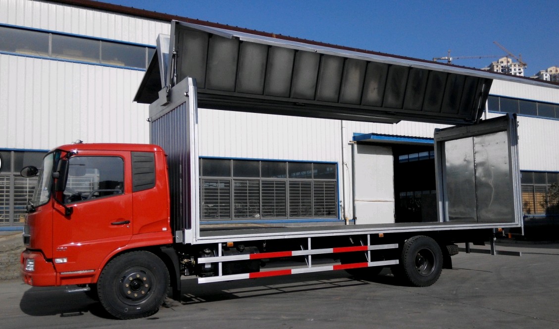 東風天錦7.65米側(cè)翼開啟廂式車 高效物流的10噸國四展翼解決方案